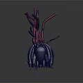 Futuristic Sci Fi Game Movie Character With Blue Body Red Tentacles And Pink Spheres
