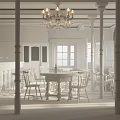Rustic Bar Interior With Chandelier Wooden Tables Chairs Bar Counter And Natural Light