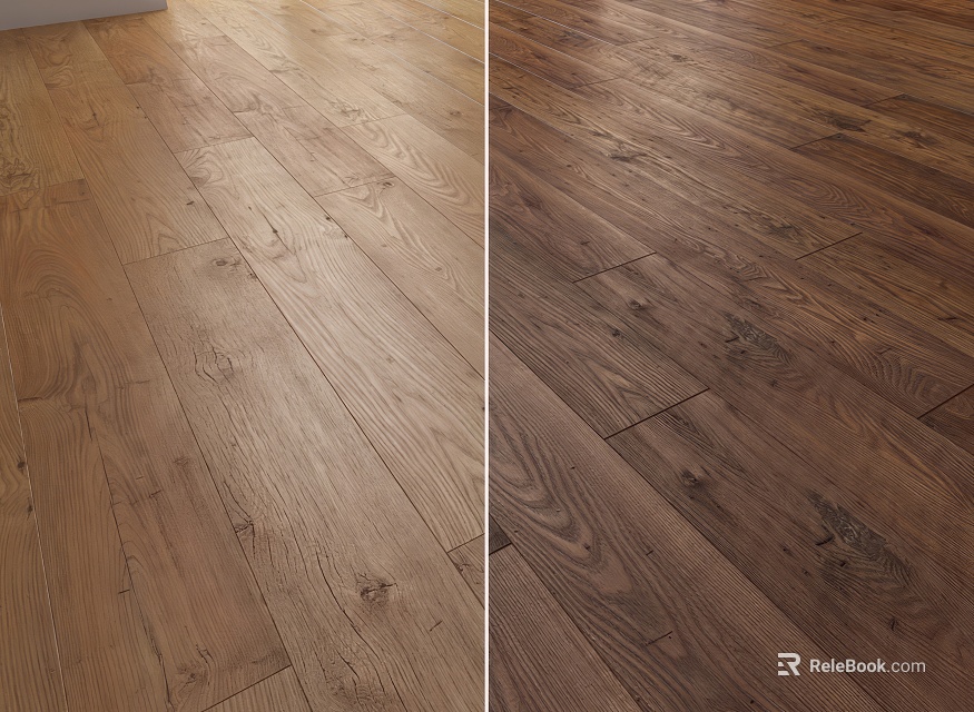 Light and Dark Natural Wood Flooring with Authentic Grain Patterns for Interior Spaces 3d model 