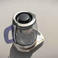 Modern TOEK Electric Kettle Featuring Transparent Glass Body Purple Handle And Silver Base Control Panel