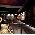 Cultural Center Interior With Stone Brick Walls Display Cabinets And Exhibits