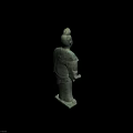 Ancient Bronze Statue With Patina Showing Historical Figure In Traditional Robe