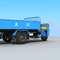Wuzheng Blue Three Wheeled Cargo Vehicle With Open Bed And Seating 3d model