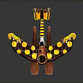 Brown And Yellow Cosmic Shuttle Design With Aerodynamic Structure For Space Exploration 3d model