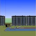 Multi-storey residence in modern residential area 3d model