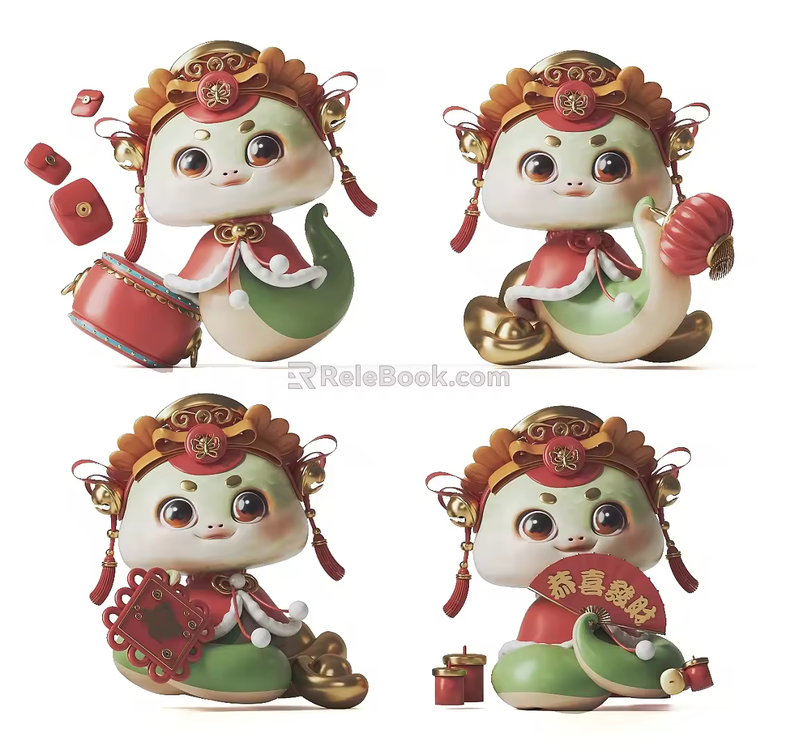 Modern Year of the Snake Ornaments Snake Ornaments Year of the Snake 3d model