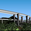 Modern Road Infrastructure Bridge With Greenery Mountain Views And Clear Blue Sky 3d model
