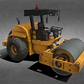 Yellow Road Roller With Large Drum Black Tires And Operator Cabin 3d model