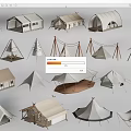 Various Types of Tents with Different Designs and Structures for Camping