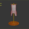 Silver Armor Breastplate Displayed On Red Wooden Stand With Circular Base