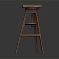 Vintage Wooden High Stool With Square Seat And Rustic Design Legs