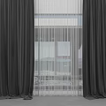 Black Thick Curtains and White Sheer Curtains for Window Interior Decoration Design