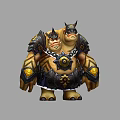 Two Headed Armored Game Movie Character With Muscular Build And Ornate Details