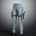 Trendy Light Blue Skinny Fit Jeans With Thigh Straps And Holsters Detail Design