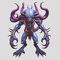 Game Movie Fantasy Monster Character With Purple Tentacles And Sharp Claws