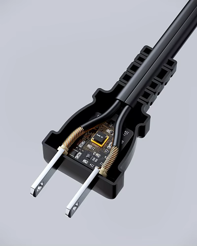 Smart Machine Internal Components Featuring Circuit Board Chip Plug And Copper Cables 3d model