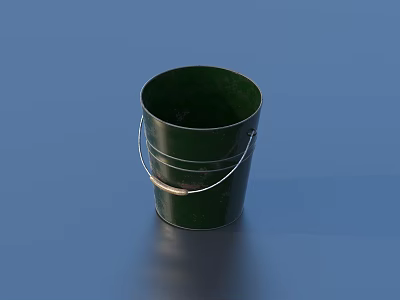 Practical Green Metal Bucket With Sturdy Handle For Daily Household Use 3d model