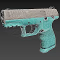 Teal and Light Gray Modern Pistol with Ergonomic Grip and Smooth Finish