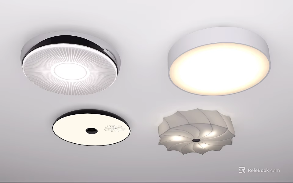 Modern Contemporary Ceiling Lights With Sleek Circular Design And Soft Lighting 3d model
