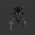 Futuristic Pilot And Mechanical Crab With Antennas Cockpit And Clawed Legs