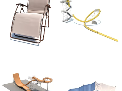 Outdoor Playground Equipment Featuring Slide Climbing Frame And Swing Set 3d model