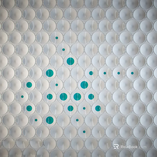 Decorative Wall With White Circular Units And Scattered Green Dots Pattern Design 3d model 