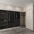 Modern Built in Wooden Wardrobe With Hanging Sections Storage Boxes Shoes And Drawers