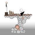 Post-modern end view table decoration table side table side table decoration plaster like ball table side cabinet device table 3d model