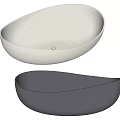 Modern Freestanding Oval Bathtub In Light Gray And Dark Gray Tones