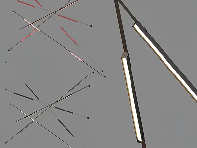 Modern Chandelier With Geometric Crossed Lines And LED Light Fixtures Design 3d model