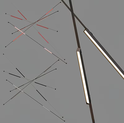 Modern Chandelier With Geometric Crossed Lines And LED Light Fixtures Design 3d model