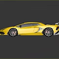 Yellow Luxury Sports Car With Sleek Design Rear Spoiler And Red Wheels