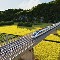 Aerial Planning of Organized Farmland Fields With Trees and Railway Tracks Near Green Hills