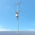 Pole Wire High Voltage Line AC Wire 3d model