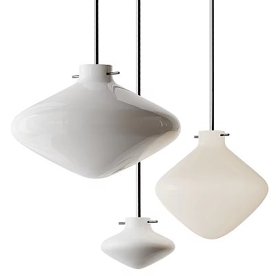 Modern White Geometric Pendant Lights With Smooth Glass Design And Contemporary Hanging Style 3d model