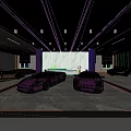 4S Car Dealership Showcasing Luxury Purple Yellow Red Sports Cars in Spacious Showroom