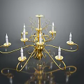 Ornate Golden Candelabra Chandelier Lighting Combination With Decorative Curved Arms And Metal Frame