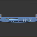 Blue Ship Structure With Transparent Hull Metal Support Frames And Reflective Base
