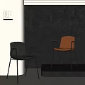 Contemporary Leisure Chairs With Gray Fabric Brown Leather And Metal Frames In Modern Showroom