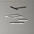 Modern Square Rectangle Hanging Chandelier With Illuminated Layers And Geometric Design 3d model