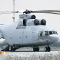 Heavy Lift Helicopter With Dual Rotors Parked On Snowy Runway