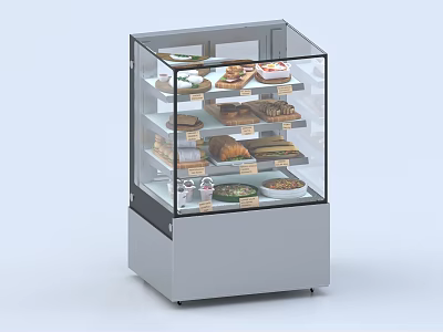Commercial Refrigerated Display Case with Multiple Shelves for Baked Goods and Pastries 3d model
