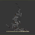 Stacked Metal Weapon Fragments Forming Intertwined Structure On Base Stand
