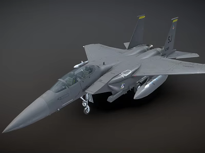 Advanced Gray Military Fighter Jet With Missiles Open Cockpit And Sharp Wings 3d model