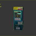 Blue Vending Machine With Yellow Top Label Control Panel And Stickers