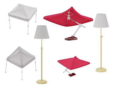 Commercial Business Equipment Lighting With Floor Pendant Lamps White Red Color Designs 3d model