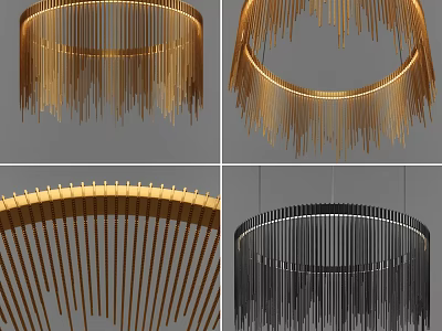 Modern Metallic Chandelier With Linear Hanging Design In Gold And Black Colors 3d model