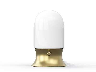 Modern Unique Shaped Table Lamp With White Dome Shade Gold Metal Base Knob Switch 3d model