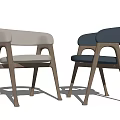 Modern Minimalist Dining Chairs With White And Blue Upholstered Seats And Wooden Frame