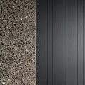 Contemporary Wall Design With Terrazzo Element And Black Vertical Panels 3d model